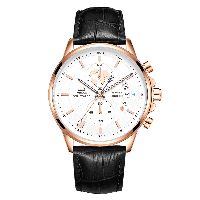 【万象撤柜】日月星辰时尚多功能日历男士皮带手表腕表wiilaa-W22