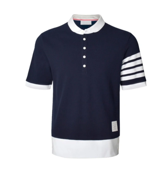 (清)男女同款全棉拼色POLO短袖 B0048