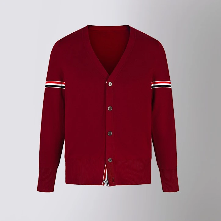 男女同款独色针织开衫  B0422（枣红）