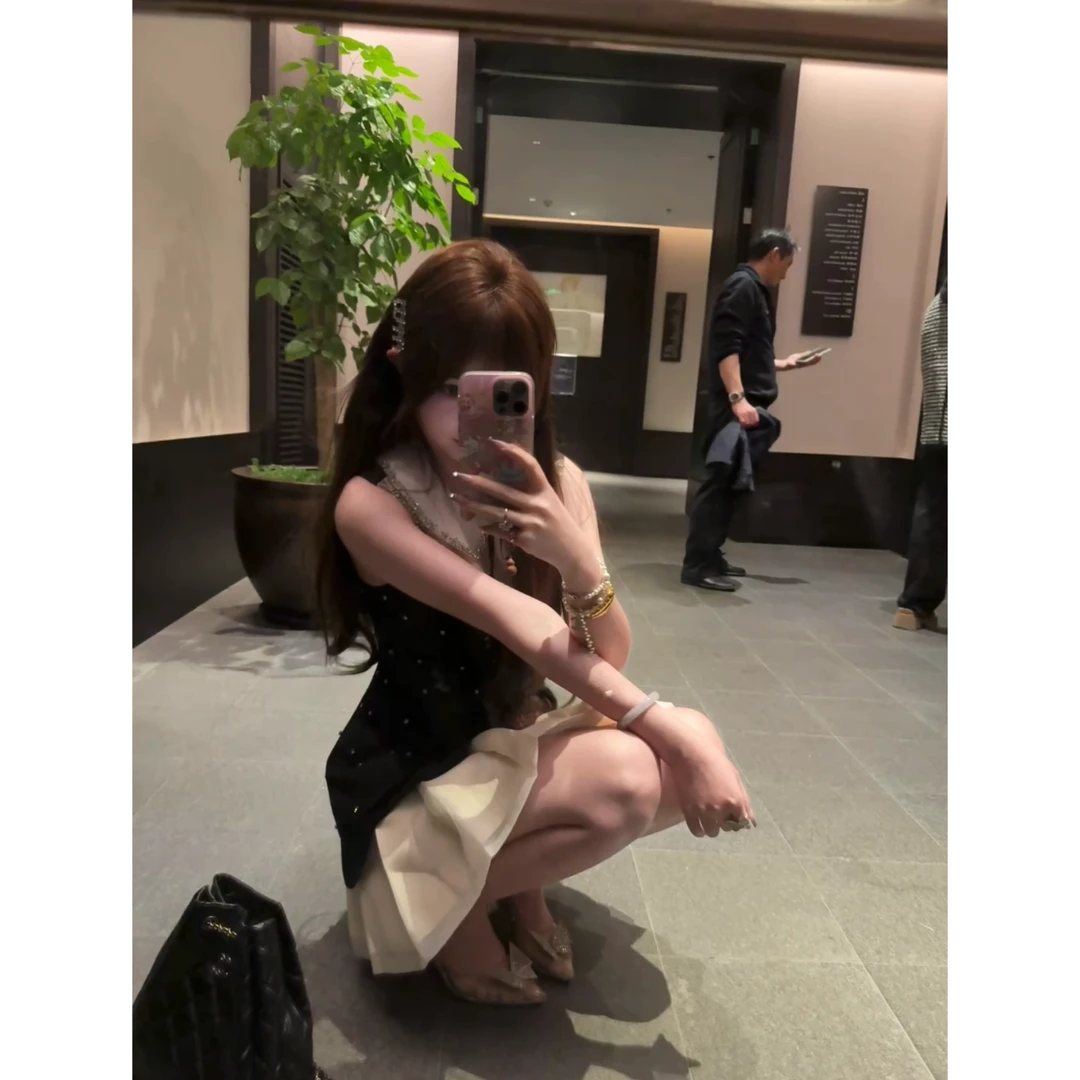 香肉肉 24/ss “miu系公主”私服手工坊/黑色满钻高级感公主裙