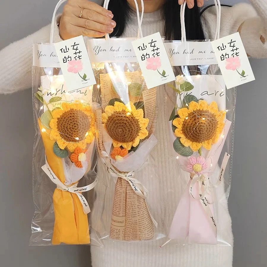 教师节礼物2024新款手工针织女老师成品向日葵毛线花束贺卡送老师