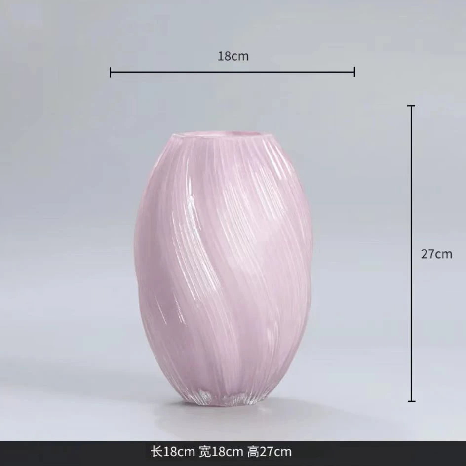 网红螺旋不规则扭曲现代家居装饰品麦芽糖玻璃花瓶客厅装饰摆件