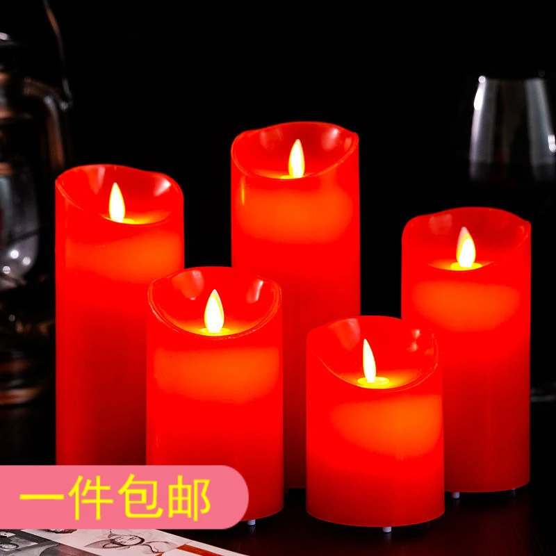 红色led电子蜡烛灯摇摆婚庆婚礼饭厅会所浪舞台道具仿真石蜡