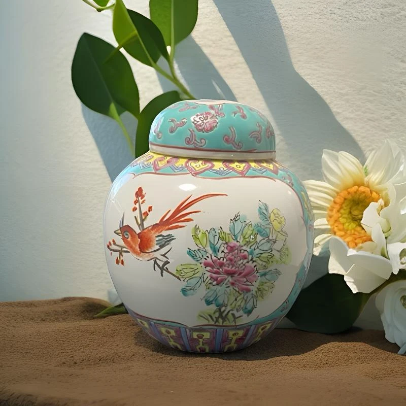 复古茶叶罐珐琅彩陶瓷密封罐储存罐家用客厅创意收纳盒