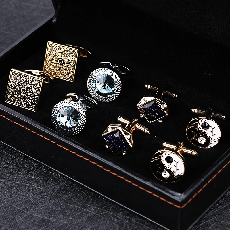 4对装法式袖扣袖钉 男士西装衬衫衬衣袖口钉 轻奢商务简约 礼盒装