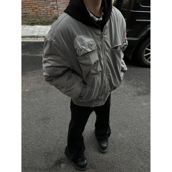 美式飞行员夹克棉服休闲工装外套男冬季廓形高级感棉衣宽松男士