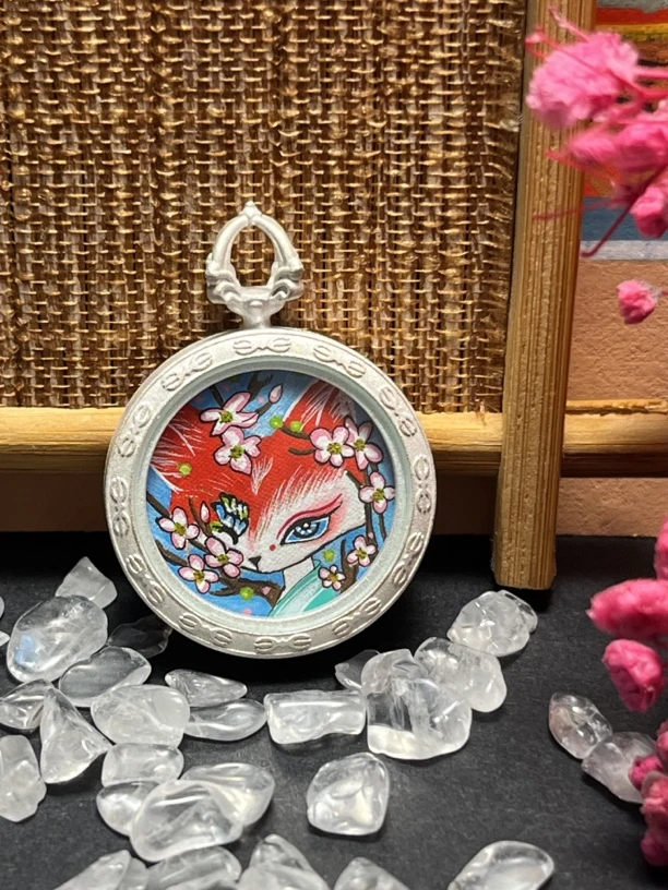 2.0热贡精品小唐卡桃花小狐仙送精品绳