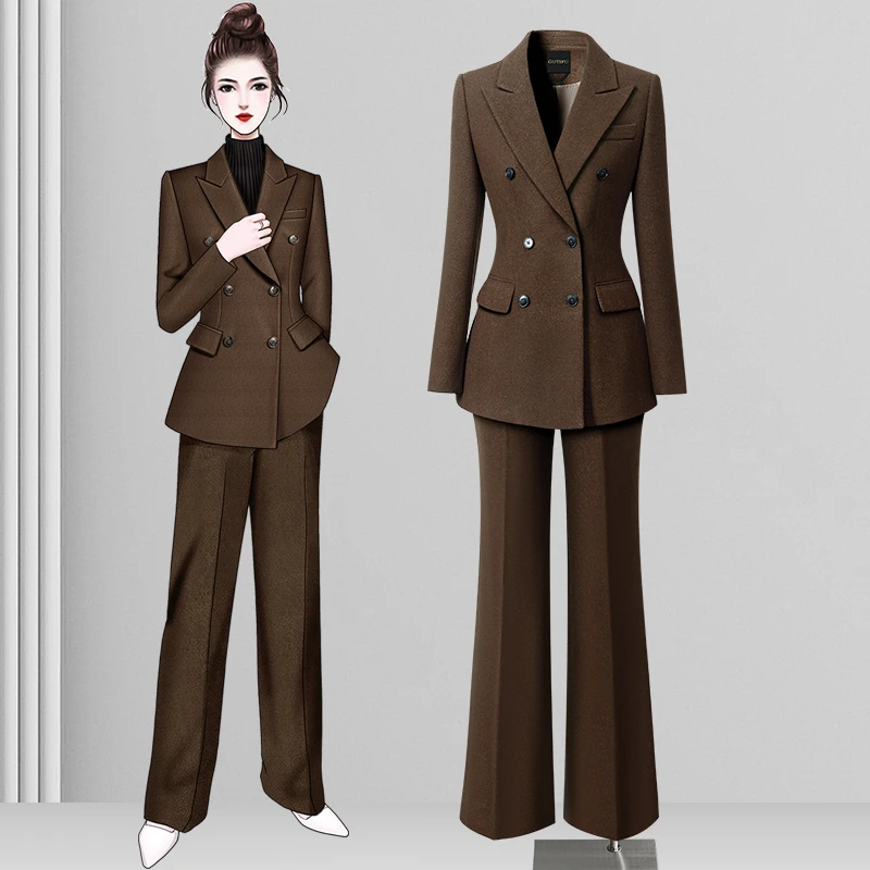 西装套装女春季高级感加厚毛呢西服职业经理正装OL通勤上班工作服