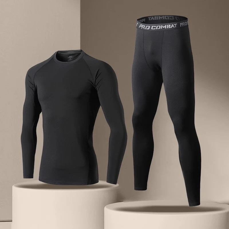 速干紧身衣套装男跑步训练服秋冬运动健身保暖内衣骑行高弹打底裤