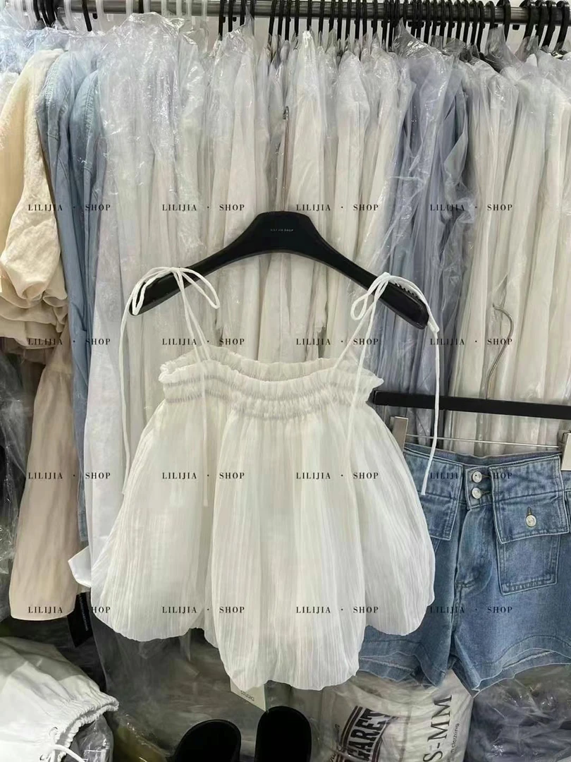 【精致女孩】娃娃衫蝴蝶结吊带 随性搭配就很好看