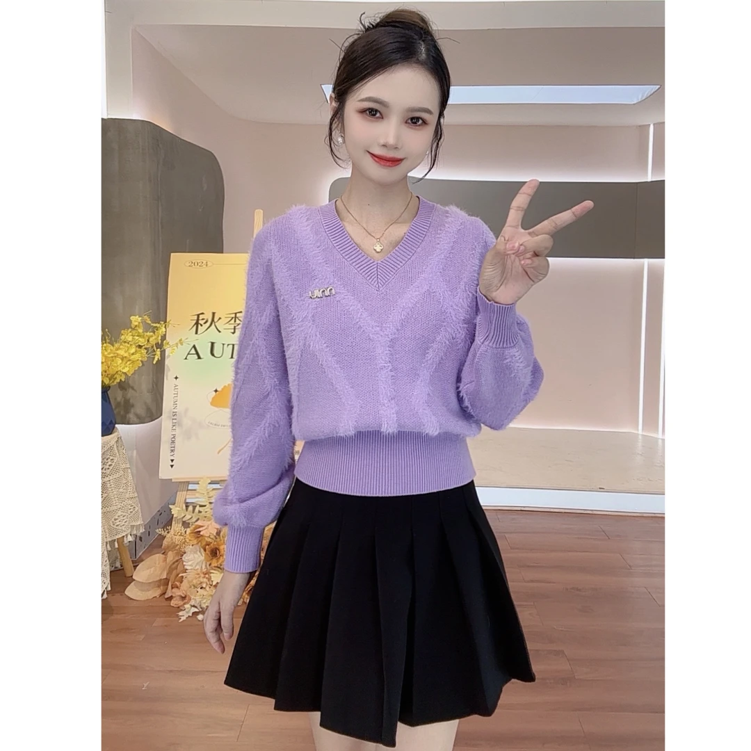 维斯特· 百搭温柔风时尚减龄软糯套头宽松毛织上衣长袖