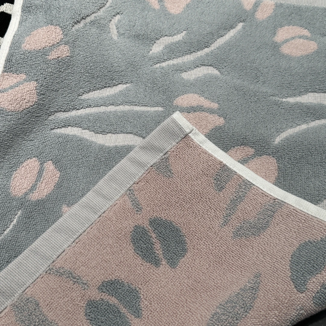 ananstudio简约白色花卉紫色毛巾（微瑕）