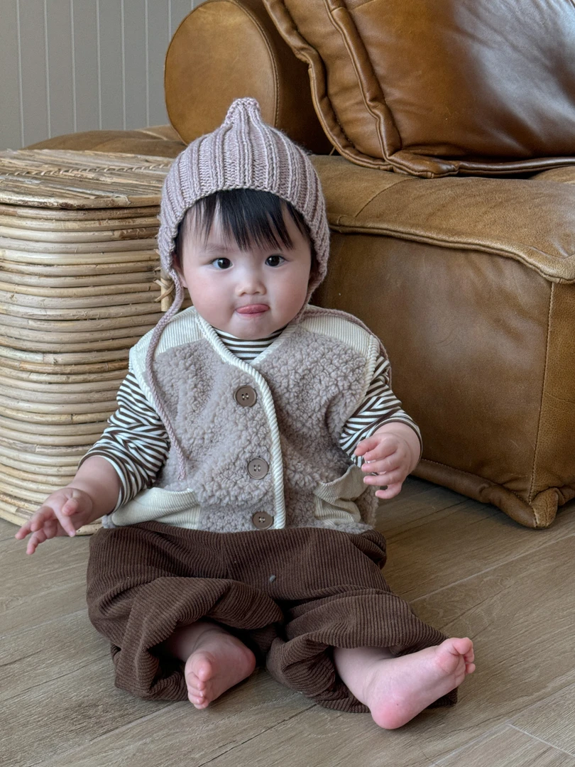 毛毛马甲小熊针织针织马甲儿童春秋洋气小童韩版婴儿秋季