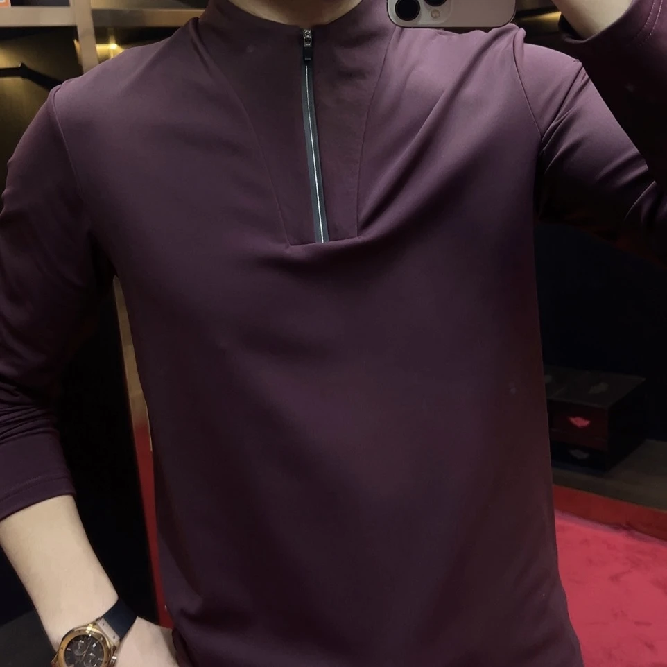 2024-9937#冬季新款男士加绒加厚半拉链户外运动休闲卫衣