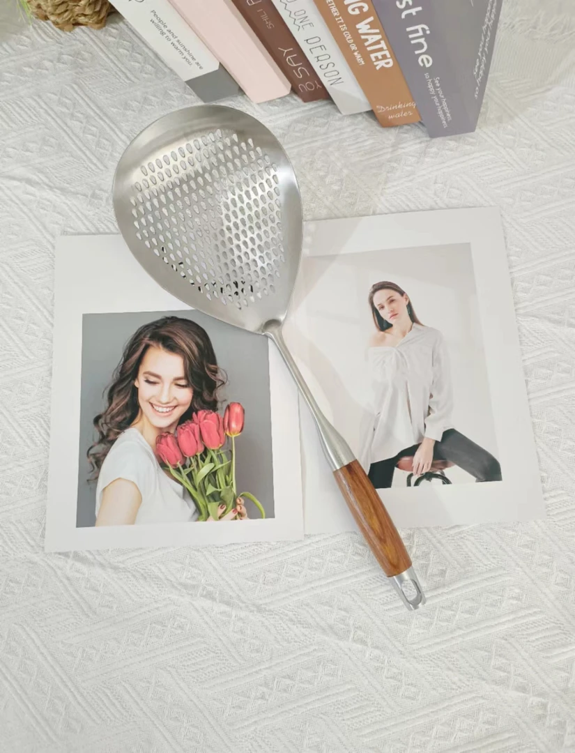 SUS 316不锈钢花梨木大花椒漏勺