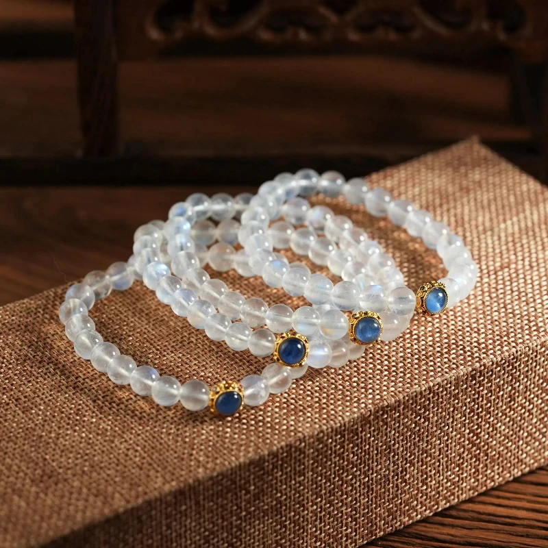 在忆 非金属莫桑石手链 蓝月光单圈手串