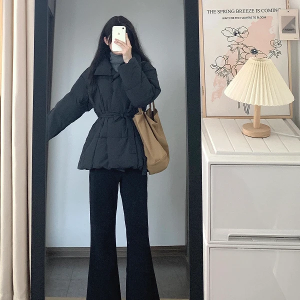 韩版中长款棉服外套冬季2024年新款小个子宽松加厚保暖休闲面包服