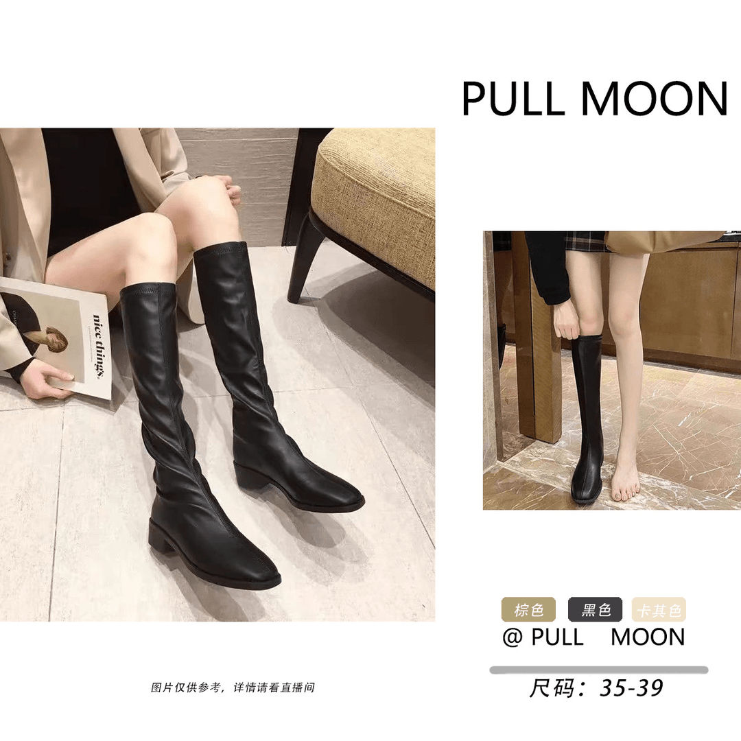 女鞋粗跟高筒靴长筒靴骑士靴子 2521-1-1