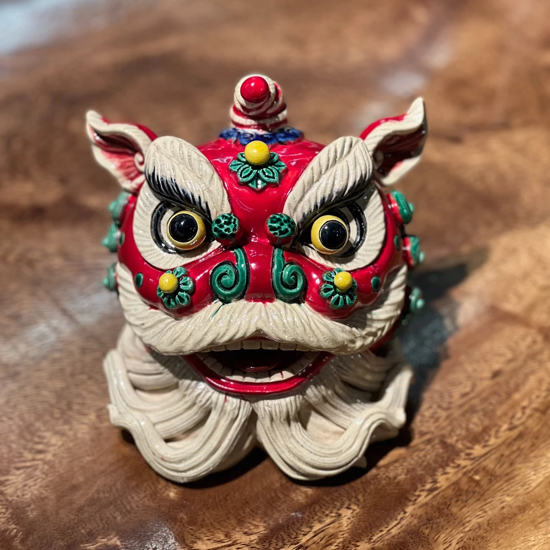 【中号醒狮头】陶瓷作品，家居公司会所餐厅礼品摆件13*12*13厘米