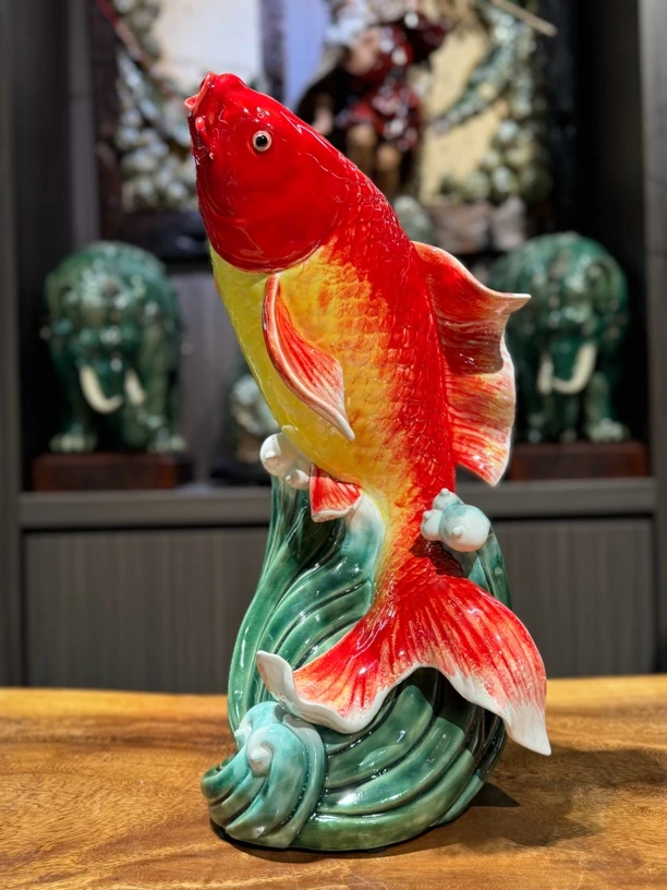 【一跃成龙&锦鲤】陶瓷22*20*46家居玄关客厅办公室会所书房礼品