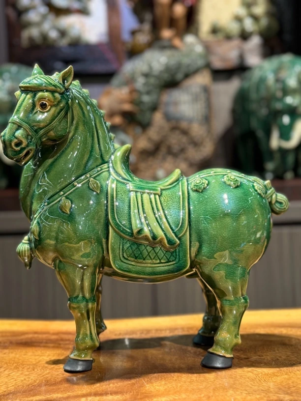 【富贵禄马】陶瓷31*15*35家居客厅玄关电视柜办公室会所礼品摆件