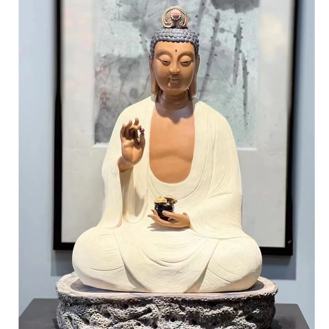 《药师佛》陶瓷作品,尺寸38*26*58厘米,家居,礼品,禅室空间手工摆件