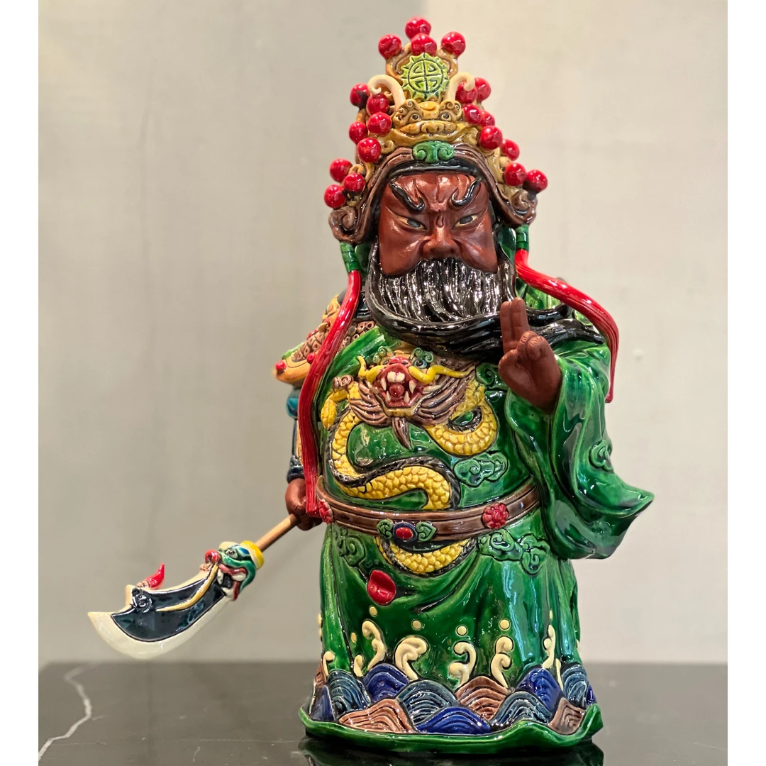 武财神【戏曲关公】陶瓷作品20*14*33，家居公司会所礼品禅茶空间