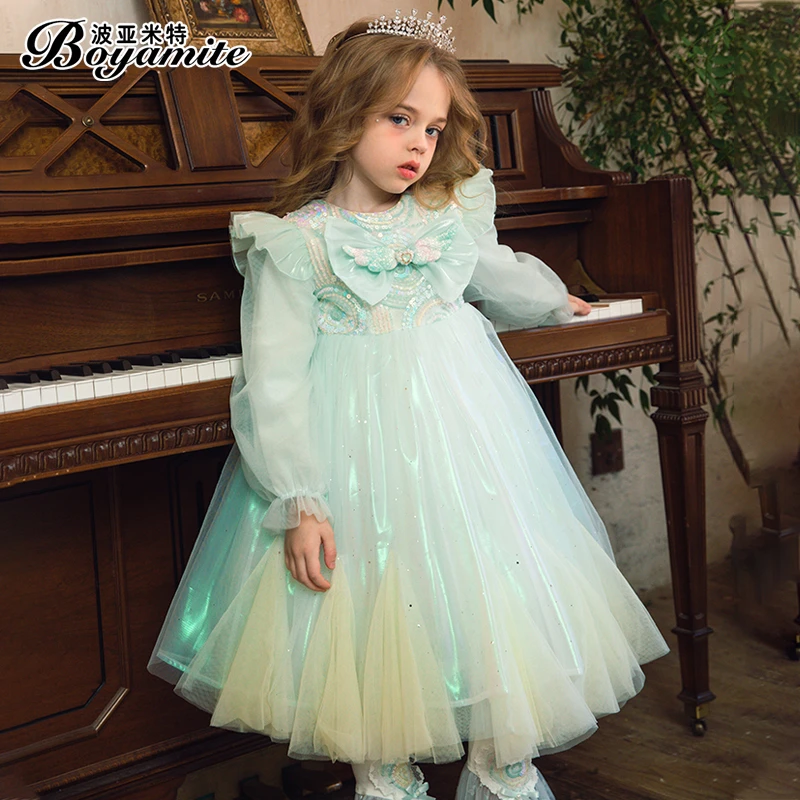 【冰岛极光】女童流光纱公主裙2025年春季新款小女孩连衣裙24416