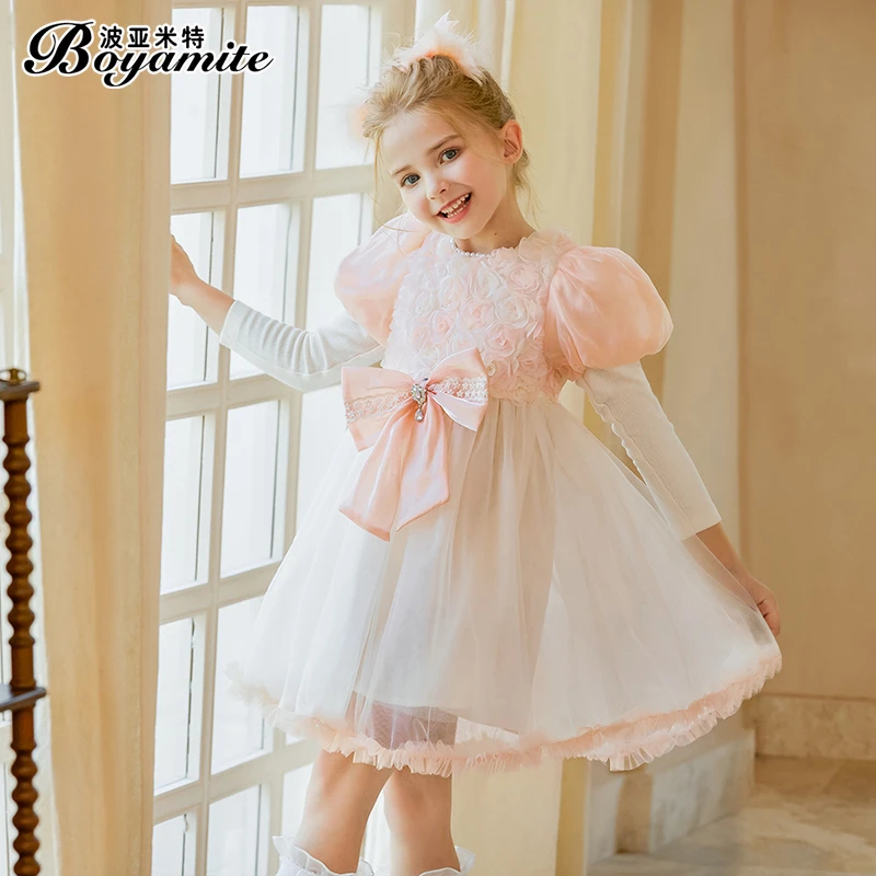 BOYAMITE/波亚米特女童公主裙秋季儿童连衣裙女孩蝴蝶结纱裙23415