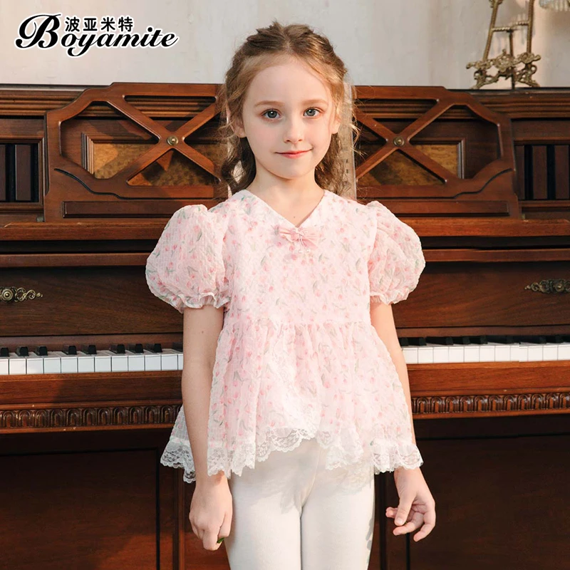 BOYAMITE/波亚米特女童夏装2024年夏季新款小女孩泡泡袖短袖24308