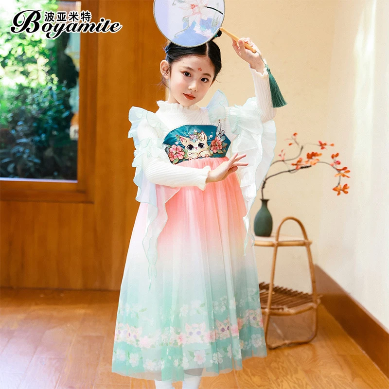 BOYAMITE/波亚米特女童公主裙汉服儿童连衣裙小女孩毛衣裙23642
