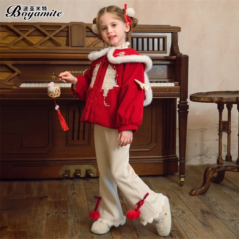 BOYAMITE/波亚米特女童中国风拜年服2024冬季儿童外套裤子24554