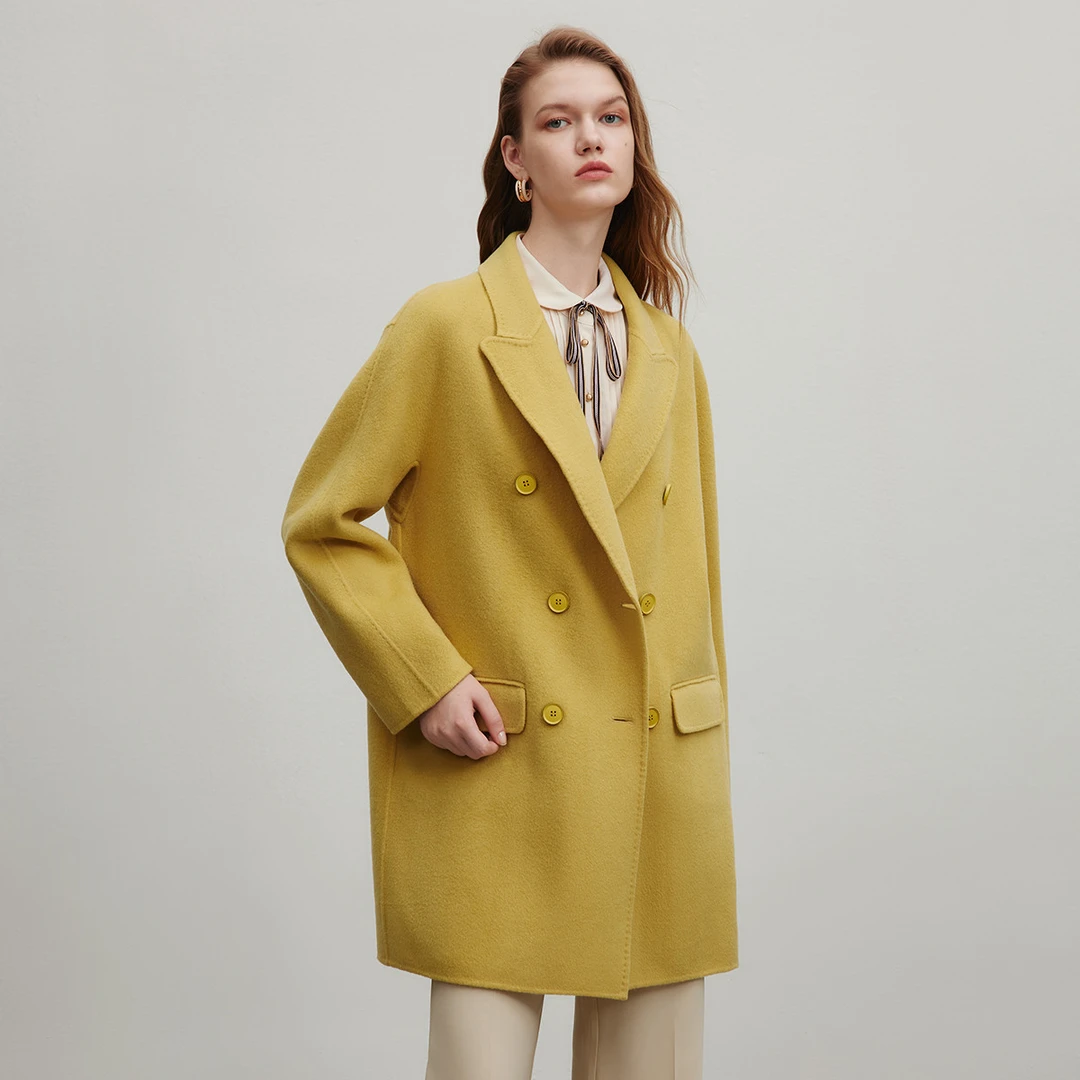 【羊羊专属】简约呢子大衣女冬季绵羊毛中长款毛呢外套Y426302129