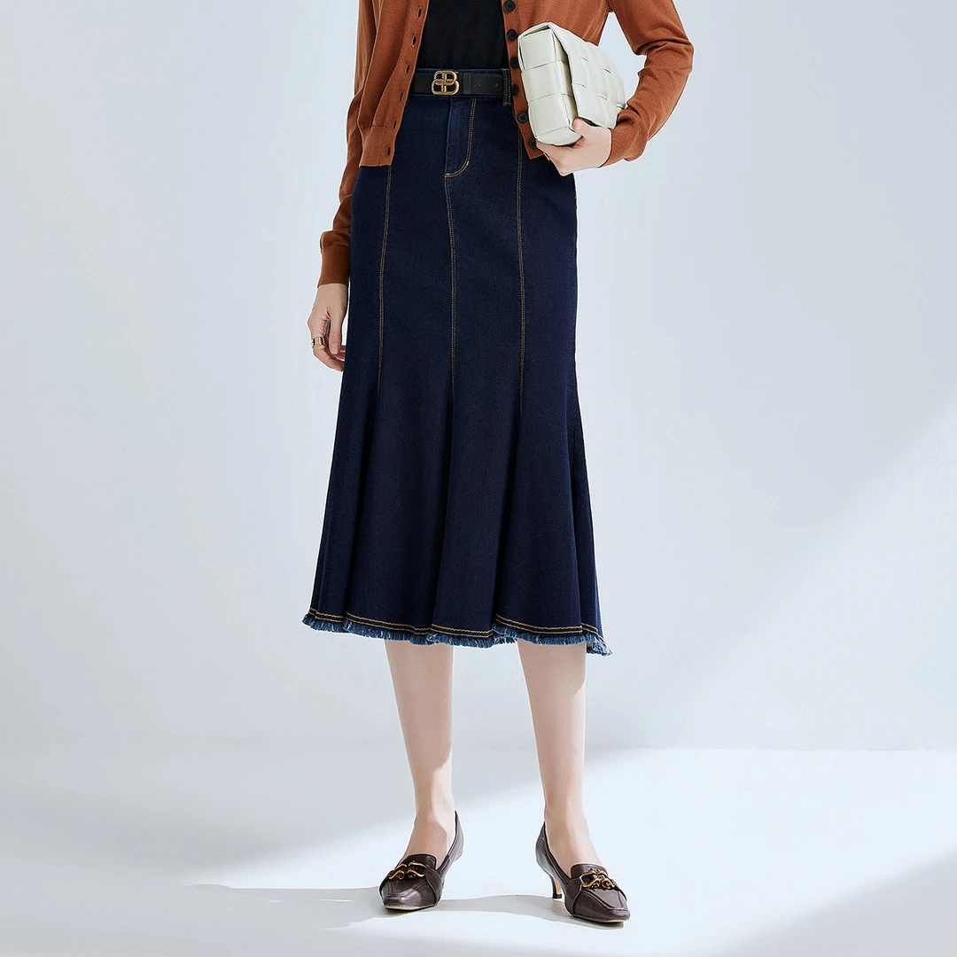 【许半夏推荐】时尚显瘦半身裙中长款牛仔裙气质鱼尾裙230562-95256