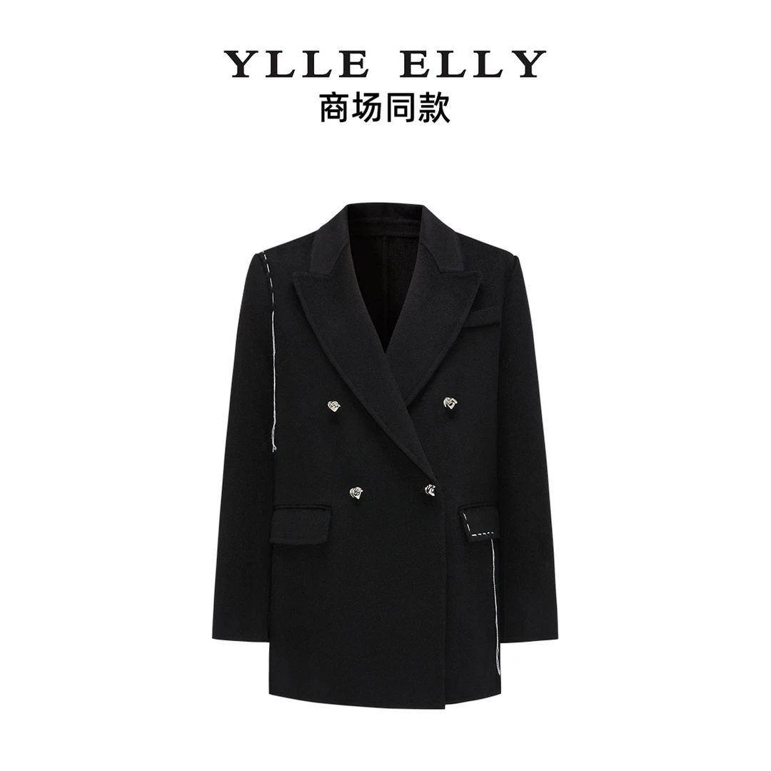 中长款女外套100%绵羊毛西装领双面呢高级感西装外套Y423307027