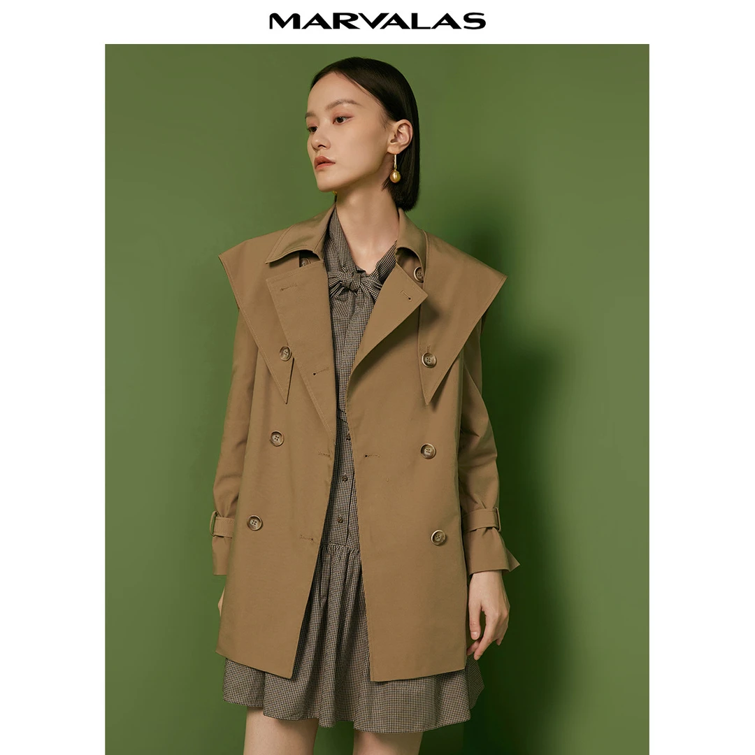 【籽言专属】风衣女H型上衣高级感解构风衣外套小个子潮M430016