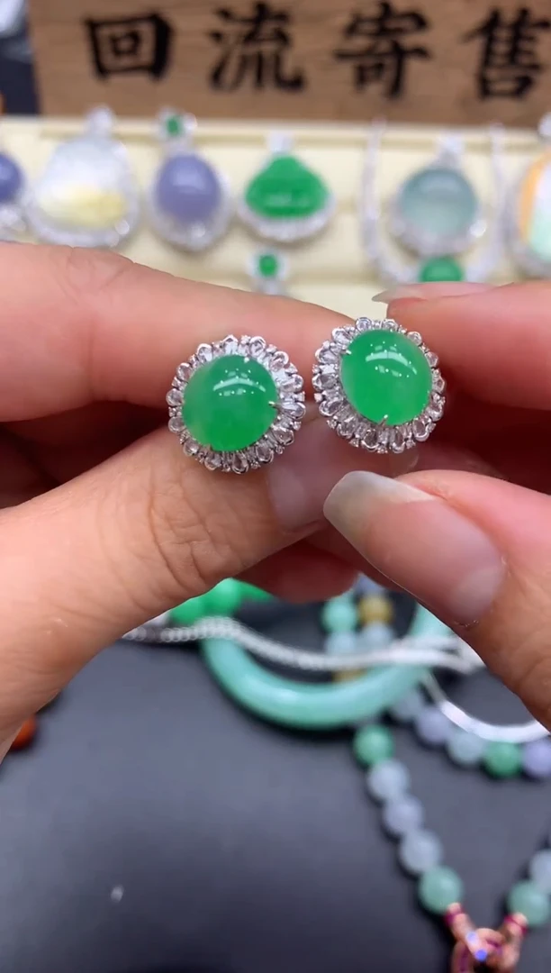 【闪购商品】翡翠耳饰18K金镶嵌556-多人
