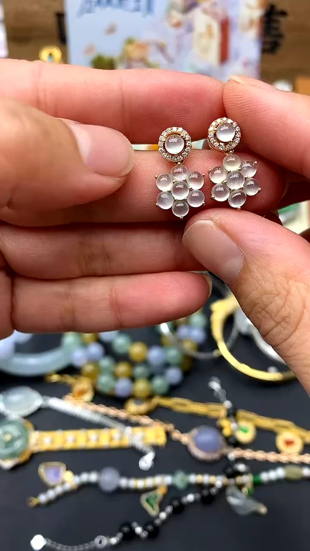 【闪购商品】翡翠耳饰18K金镶嵌326-中国好珍宝
