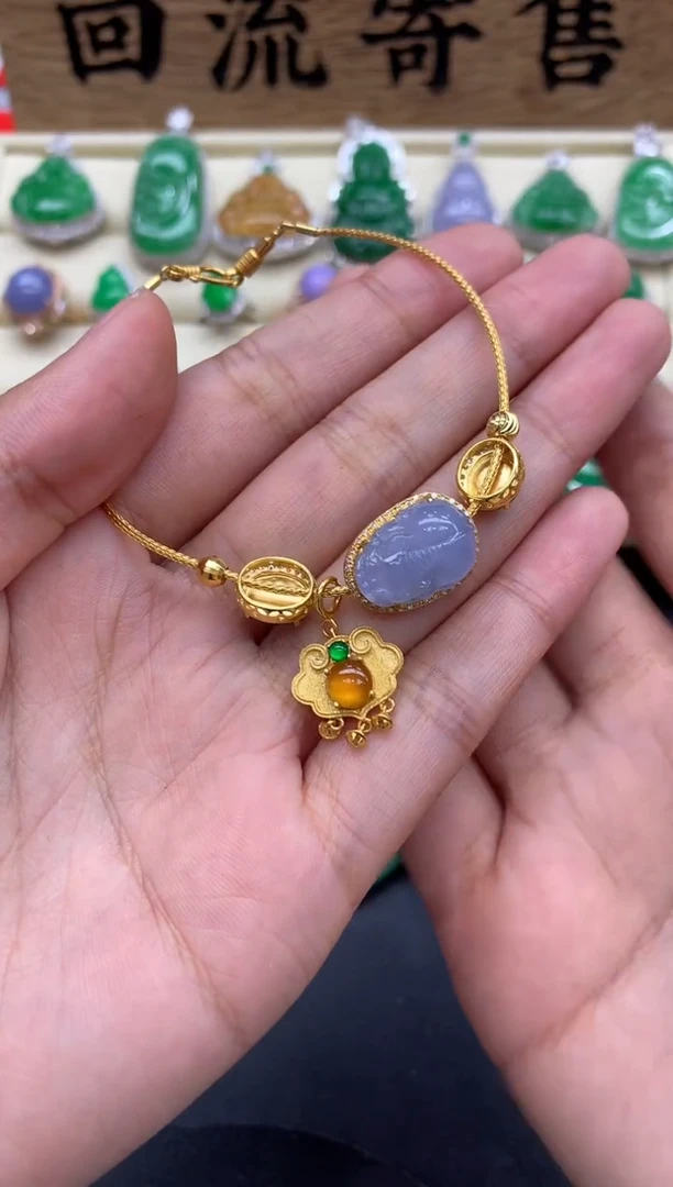 【闪购商品】翡翠手镯18K金镶嵌415-多人