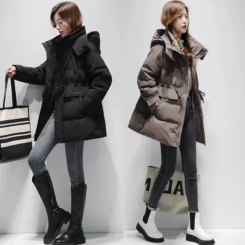 波司澄羽绒服羽绒羽绒女2023年新款连帽收腰保暖中长款加厚保暖棉