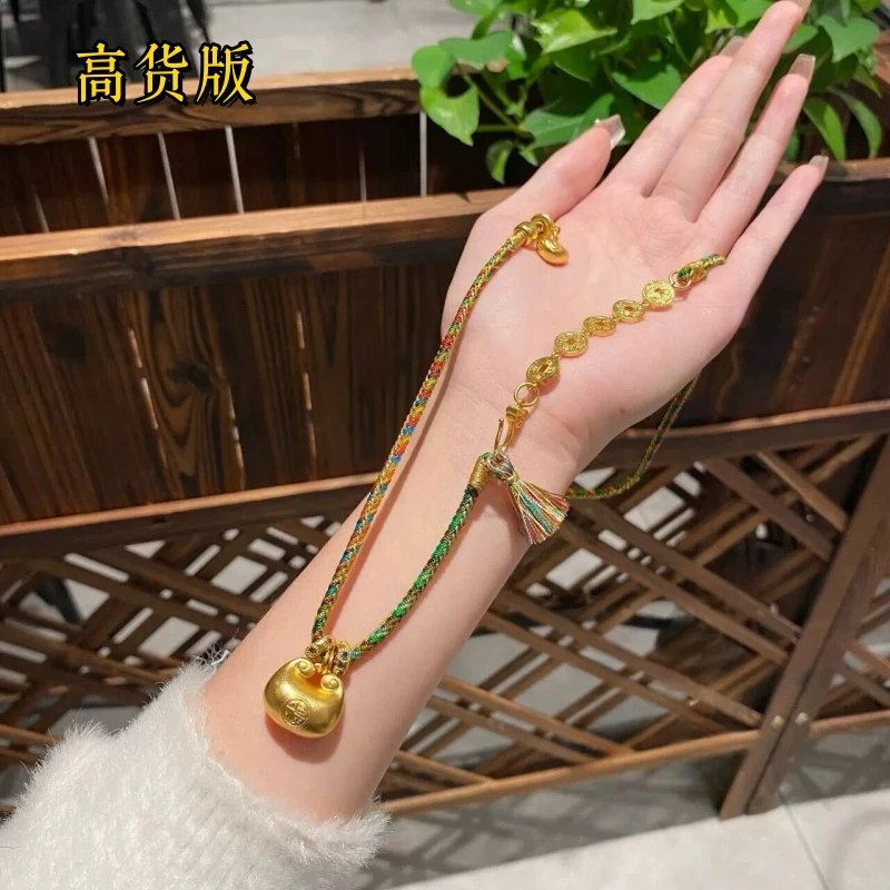 合金布艺项链 春节穿搭版胖福项链轻奢时尚毛衣链春节必备可调节