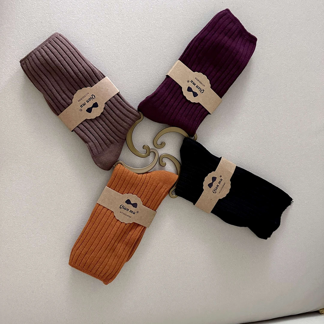 简约纯色袜子女S085