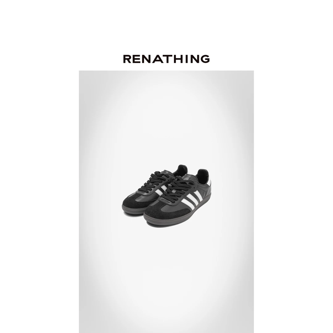 【RENATHING】拼色圆头休闲德训鞋