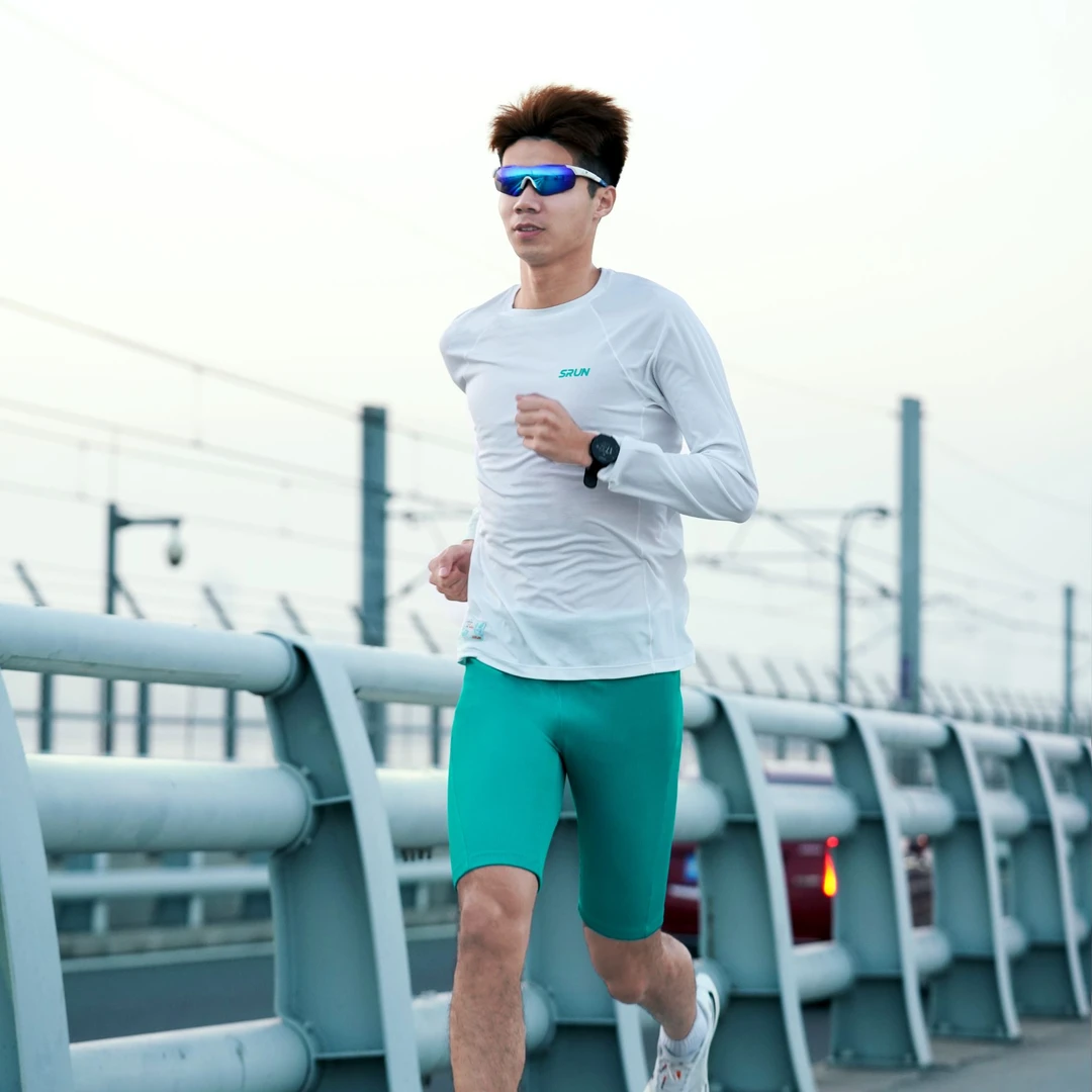 男款高弹紧身五分裤 马拉松运动速干可放手机  启跑SRUN