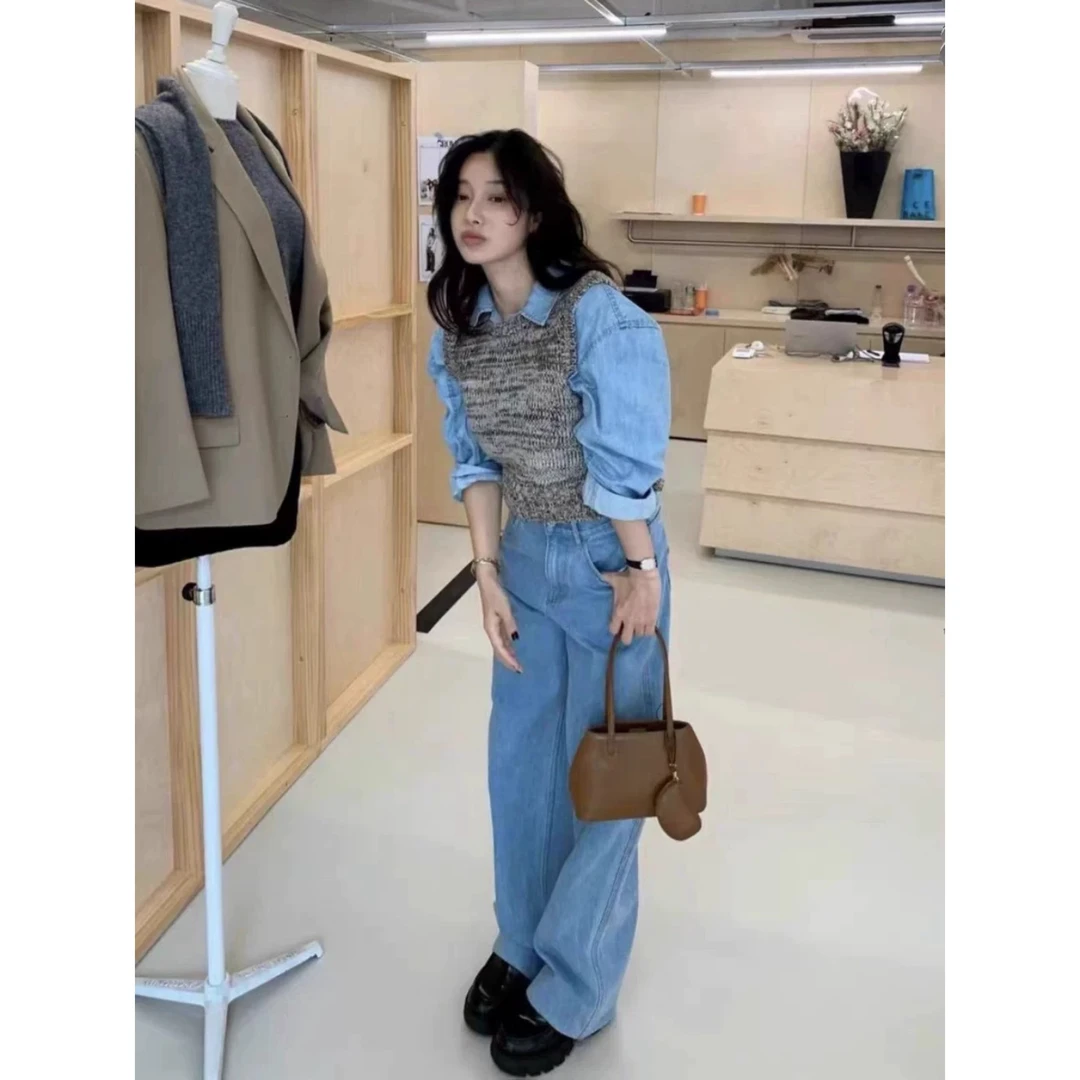 韩国Grove订单款直筒牛仔裤