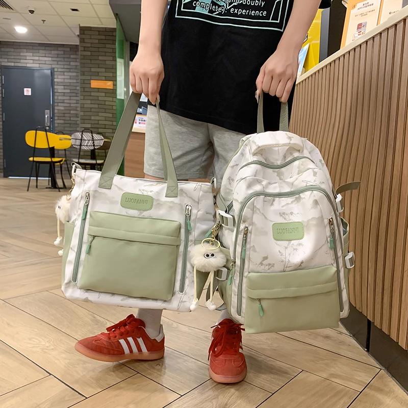 中国风水墨画书包女学生新款休闲百搭双肩包小学女童初中生背包潮