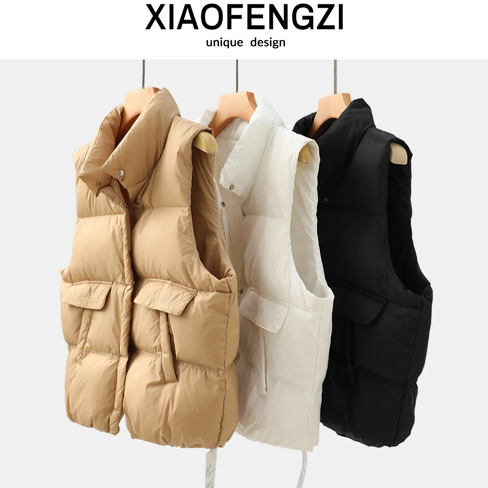 线下799！温柔保暖 时髦洋气~韩范立领气质女式90羽绒马甲