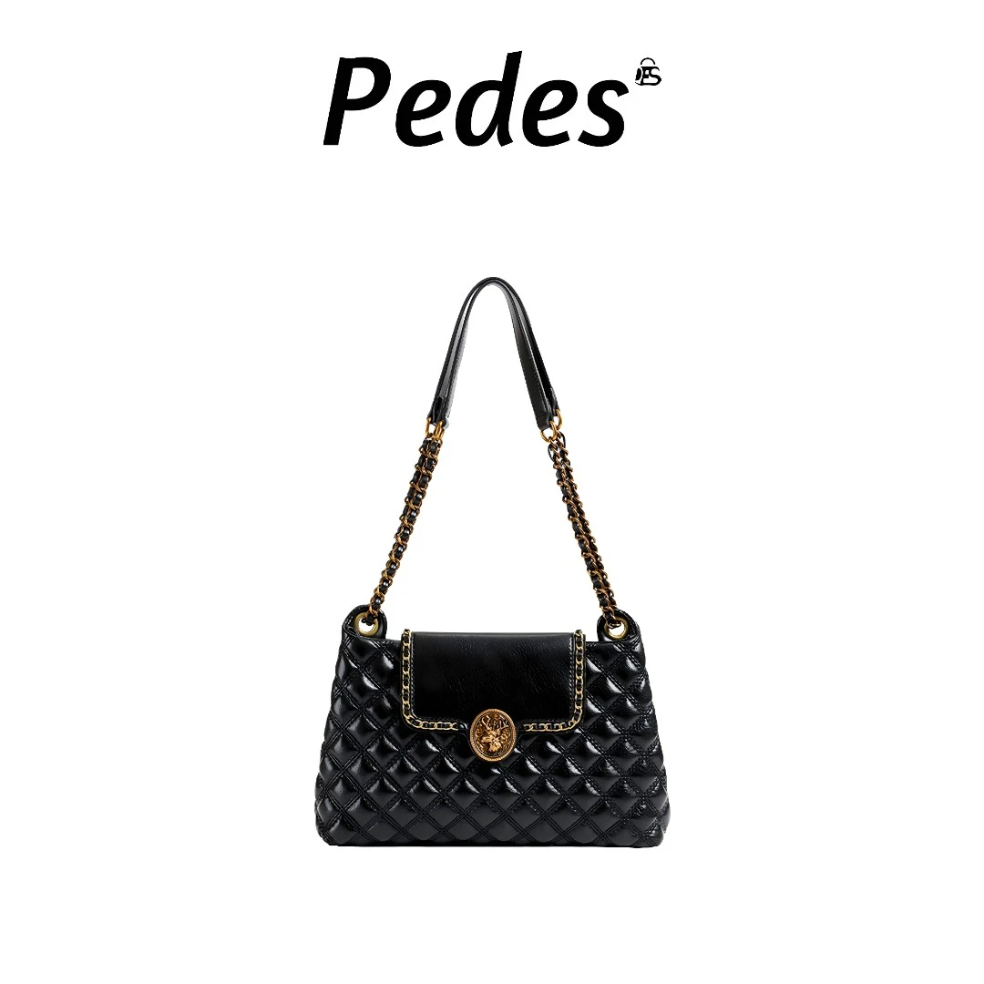 [PEDES]（长宽高31*8*20cm）菱格绣线单肩斜挎流浪包5597