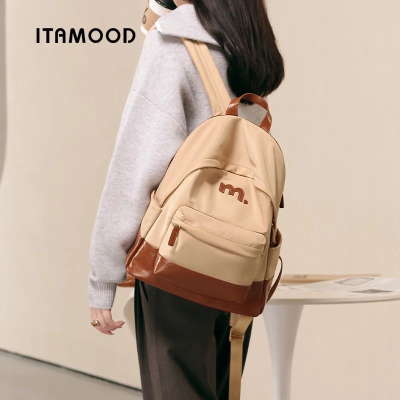 妙迪职场通勤电脑包新款大容量轻便旅游双肩包百搭妈咪包