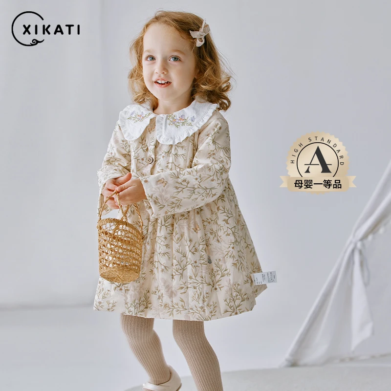 喜卡缇女童连衣裙2024新款公主裙春秋冬宝宝穿搭洋气秋装长袖裙子